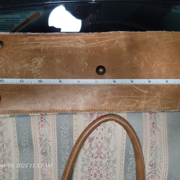 J.Jill Elegant Leather-Trimmed Tapestry Y2K Tote Bag - Picture 11 of 13